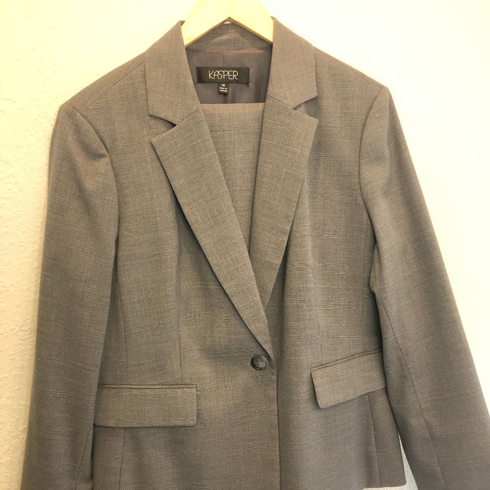 KASPER | 2 piece Grey Suit | Plus Sz: 14